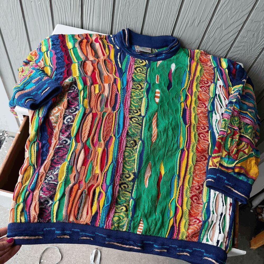 VTG Coogi Mercerised Cotton 3D Knit Sweater M Australia Multicolor - Picture 6 of 16